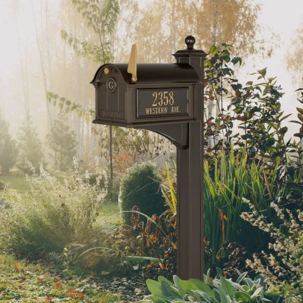 Balmoral Mailbox Side Plaques, Monogram & Post Package - Bronze