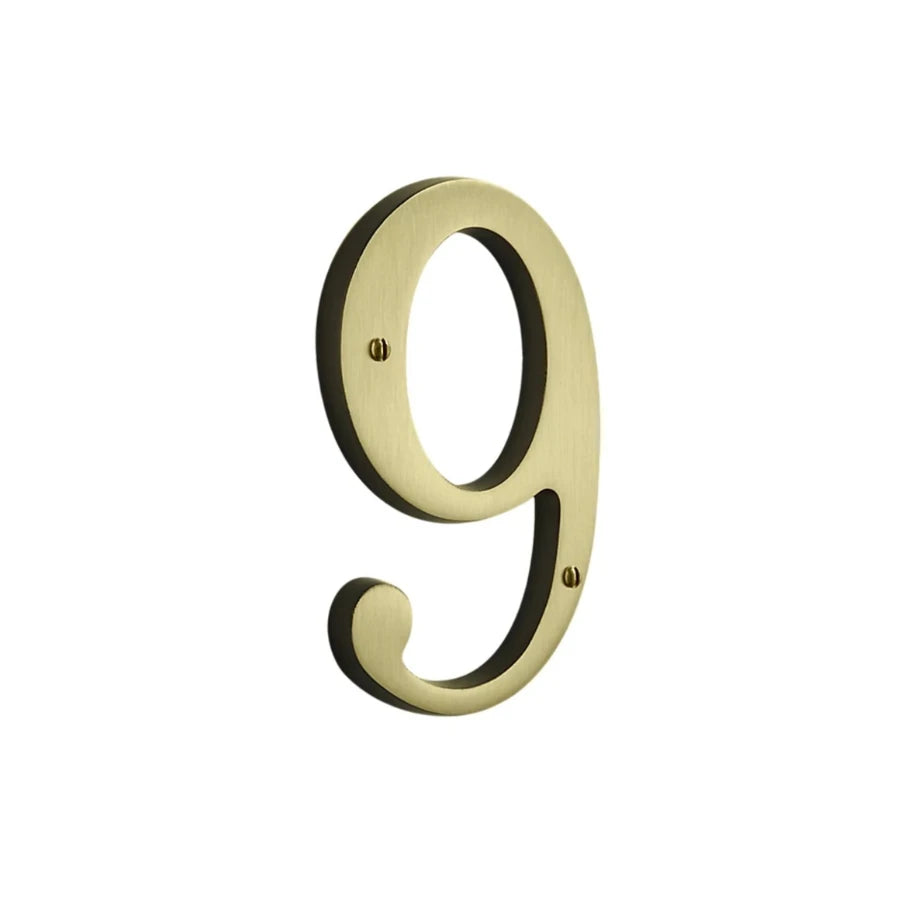 House Numbers - Satin Brass & Brown
