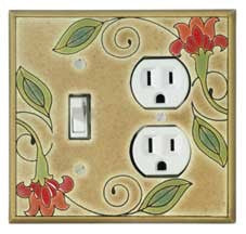 Red Flower Combo Switch Plate 1 Toggle/Outlet
