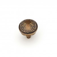 Dark Italian Antique Round Ornate Knob