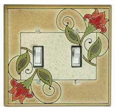 Red Flower Double Toggle Switch Plate