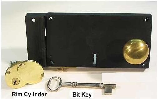 Iron 18th Century Style Rim Lock 6" x 3 3/4""