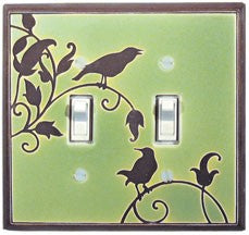 Green Songbird Double Toggle Switch Plate