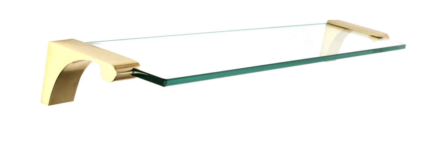 Polished Brass Glass Shelf 24"