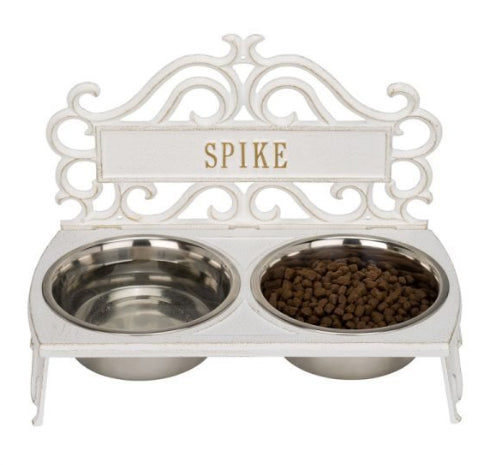 Bistro Dog Feeder White & Gold