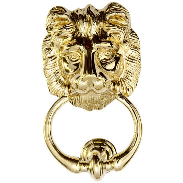 Lion's Head Door Knocker in Polished Brass