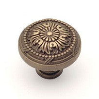 Weathered Brass Ornate Knob 1.5"