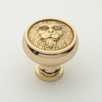 Polished Brass Lion Knob 1.25"