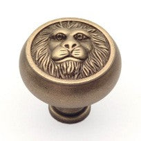 Weathered Brass Lion Knob 1.5"