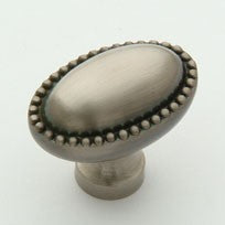 Antique Nickel Beaded Oval Knob