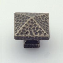 Aged Iron Square Hammered Knob