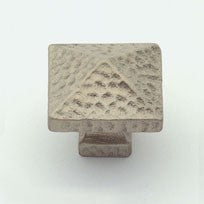 Aged Silver Square Hammered Knob