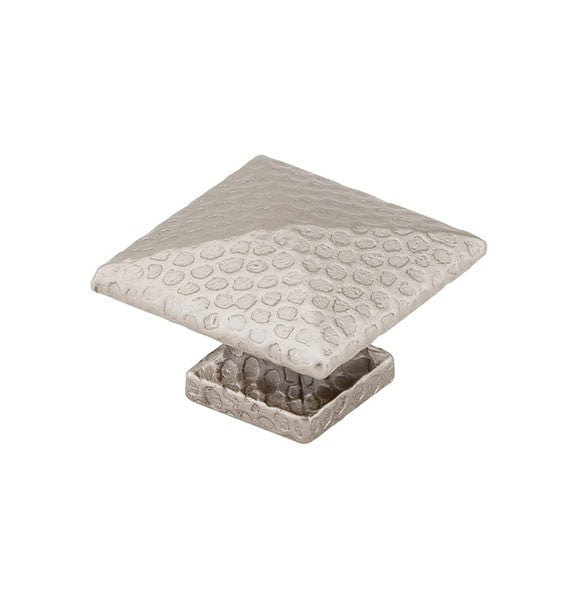 Satin Nickel Hammered Square Knob 1"