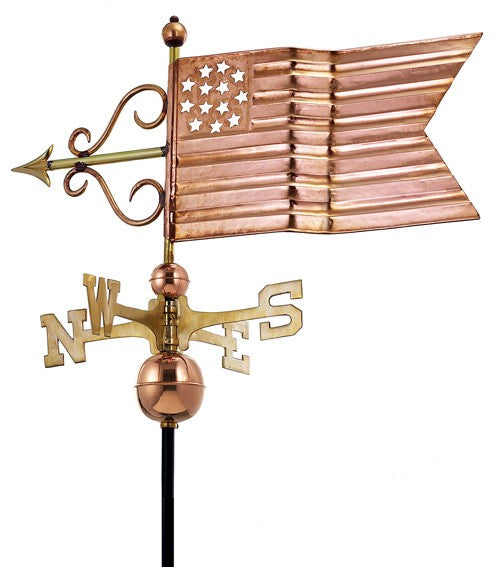 American Flag Weathervane, Polished Copper
