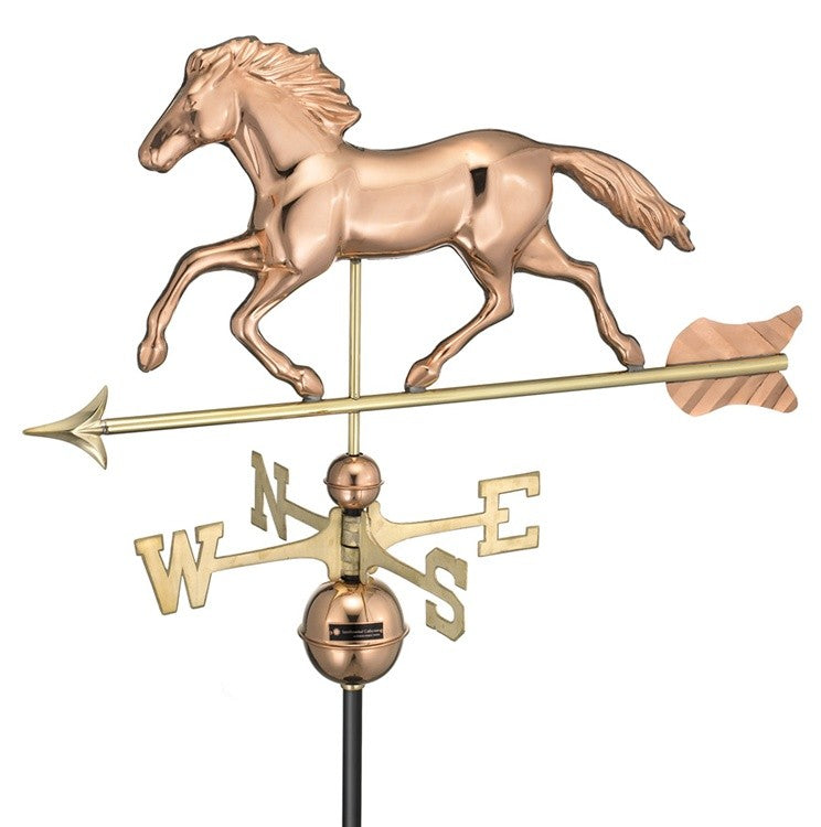 Smithsonian Running Horse Weathervane, Polished Copper