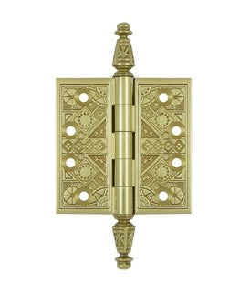 Ornate Un-lacquered  Brass Hinge 3.5"X 3.5"
