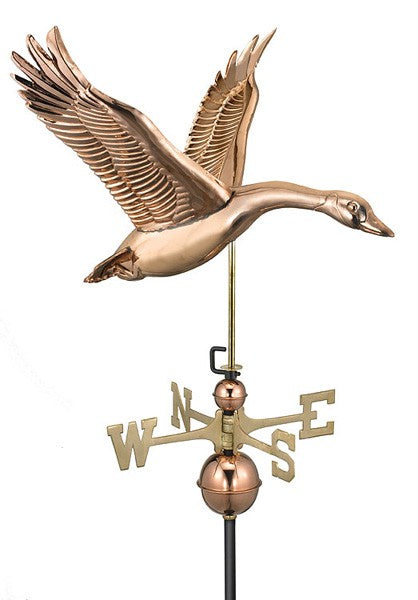 Feathered Goose Weathervane, Polished Copper