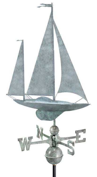Yawl Sailboat Weathervane, Blue Verdi