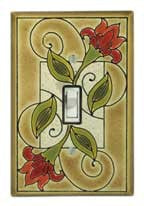 Red Flower Single Toggle Switch Plate