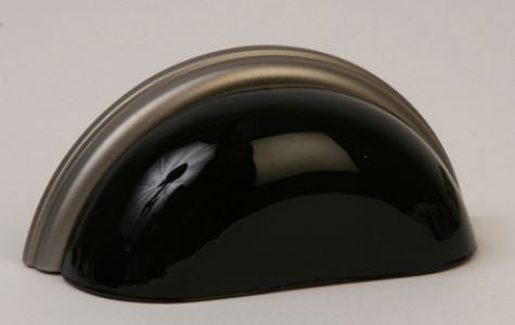 Glass Bin Pull/ Black with Satin Nickel