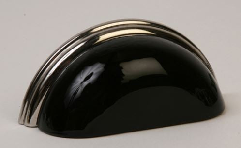 Glass Bin Pull / Black / Polished Nickel