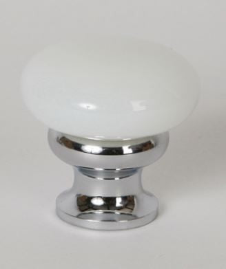 Glass Knob/ White/ Polished Chrome