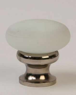 Glass Knob / White Frosted /Polished Nickel