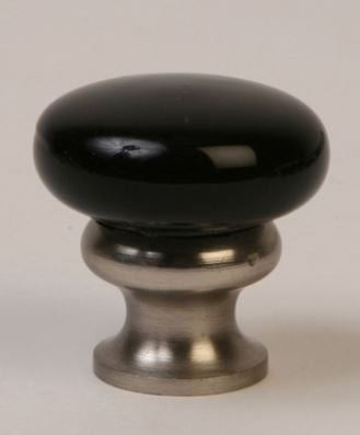 Glass Knob/ Black / Polished Nickel