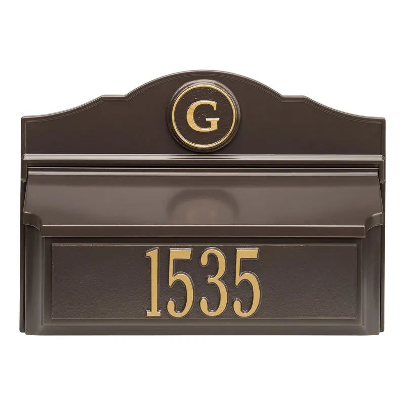 Colonial Wall Mailbox Package - Mailbox, Plaque & Monogram (6 Colors)