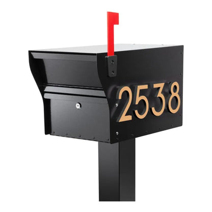 MailVault Streetside Mailbox with Modern Stand-off Numbers & Post (3 Colors)
