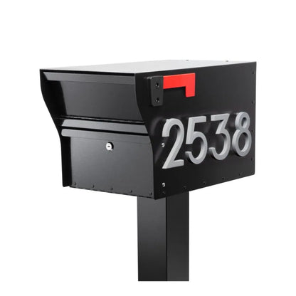 MailVault Streetside Mailbox with Modern Stand-off Numbers & Post (3 Colors)