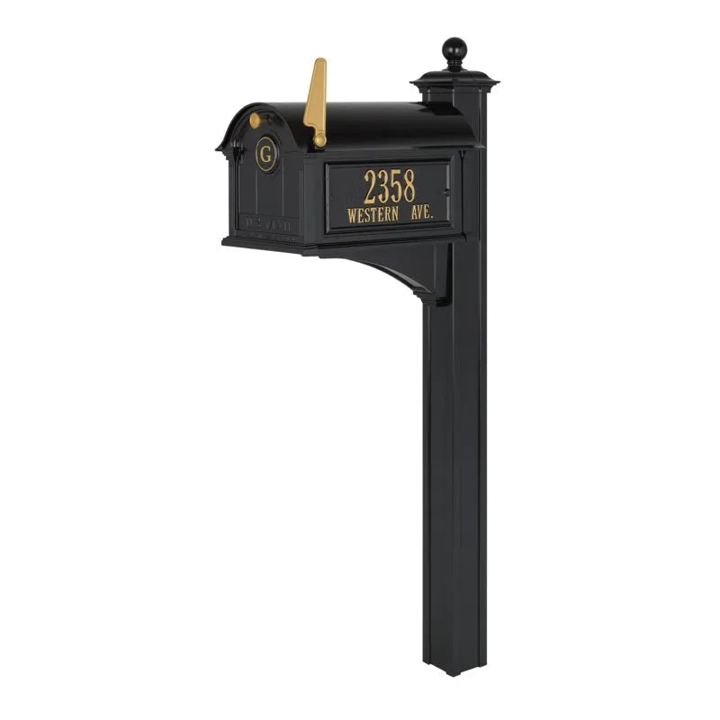 Balmoral Mailbox Side Plaques, Monogram & Post Package - Black