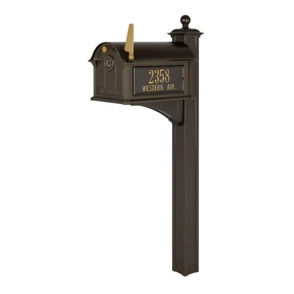 Balmoral Mailbox Side Plaques, Monogram & Post Package - Bronze