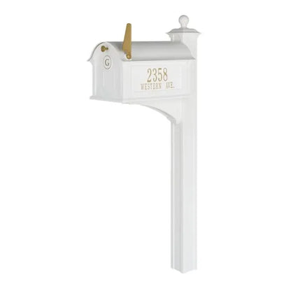 Balmoral Mailbox Side Plaques, Monogram & Post Package - White