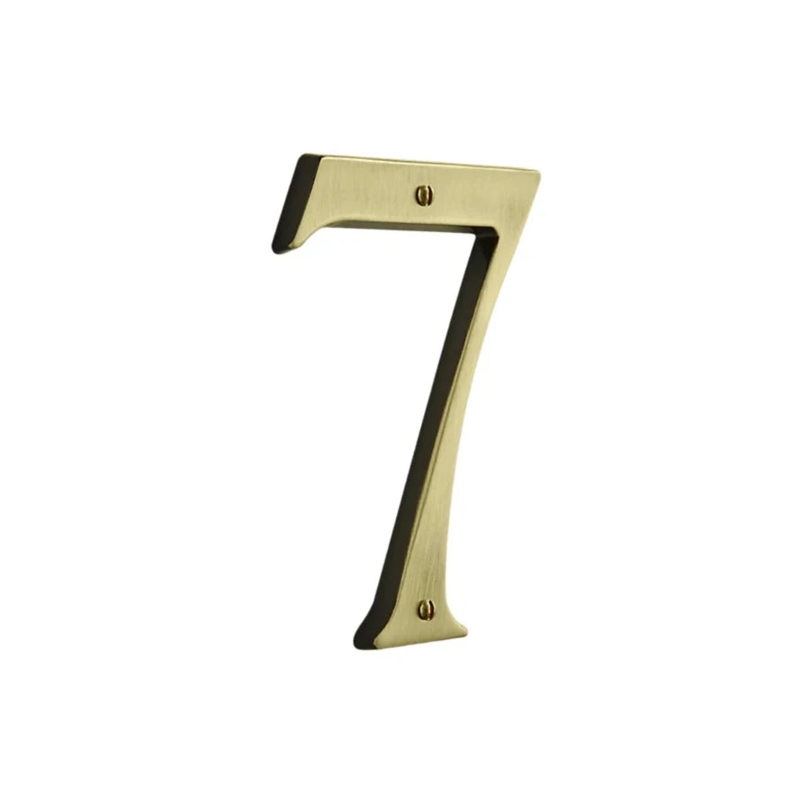 House Numbers - Satin Brass & Brown