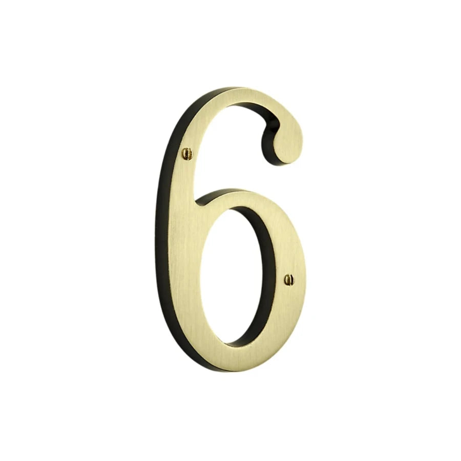 House Numbers - Satin Brass & Brown
