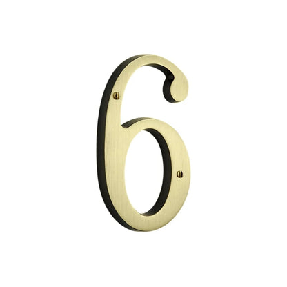 House Numbers - Satin Brass & Brown