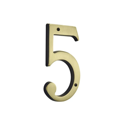 House Numbers - Satin Brass & Brown