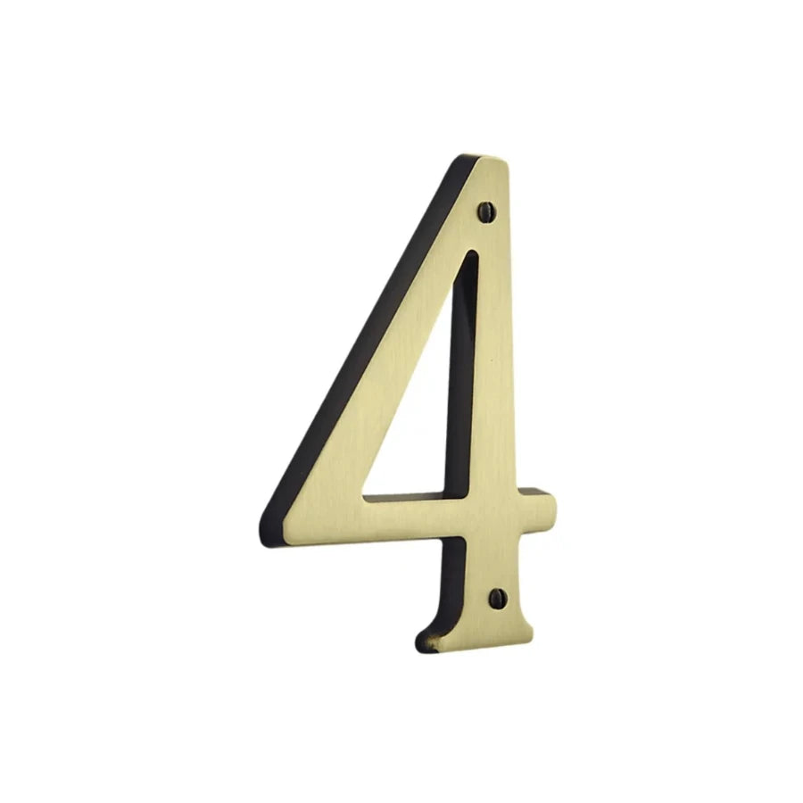 House Numbers - Satin Brass & Brown