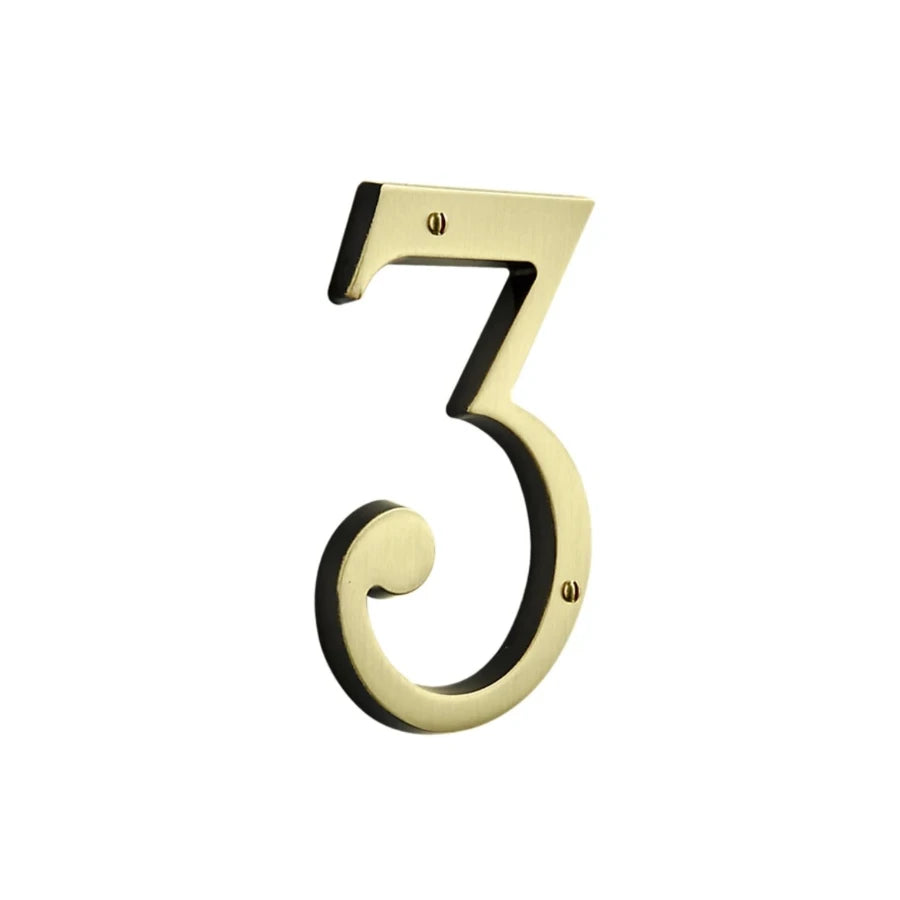 House Numbers - Satin Brass & Brown
