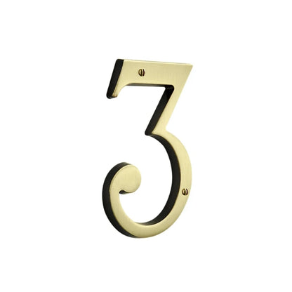 House Numbers - Satin Brass & Brown