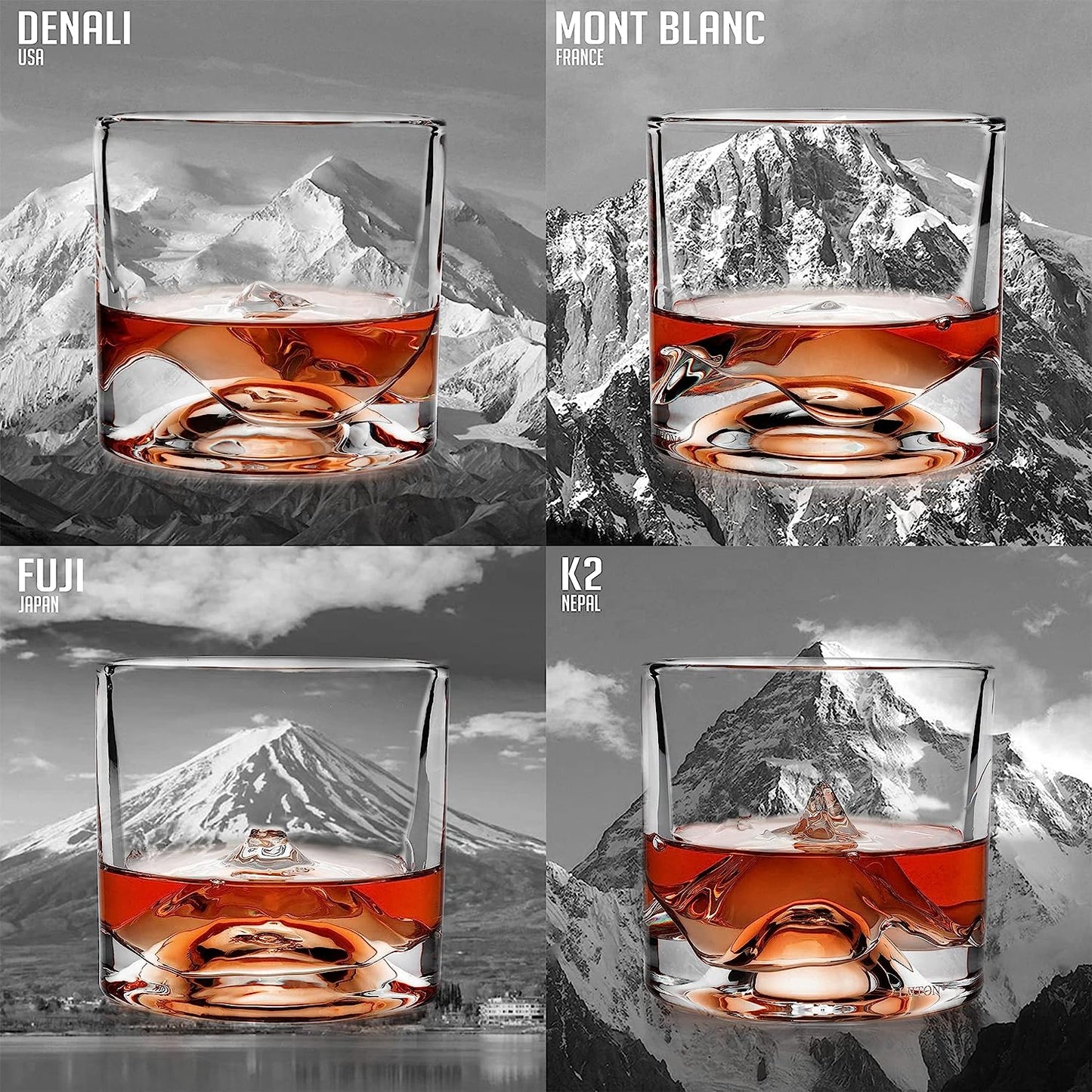 The Crystal Whiskey Peaks Glass Set of 4 (Different Variants Collections)