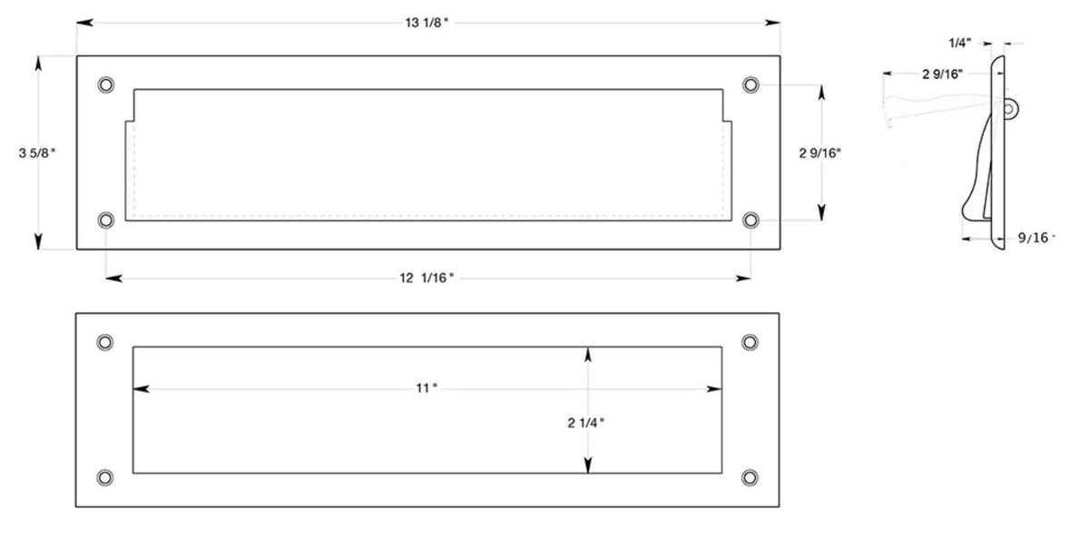 Mail Slot 13-1/8" with Interior Frame