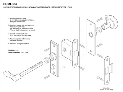 Screen Door Lock, Square, Mortise Lock