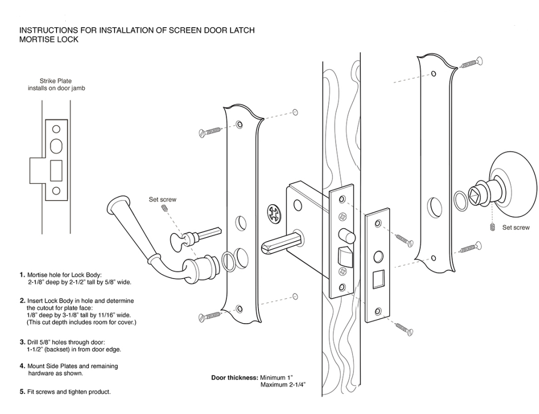 Screen Door Lock, Classic, Mortise Lock