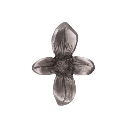 Antique Pewter Realistic Dogwood Cabinet Knob