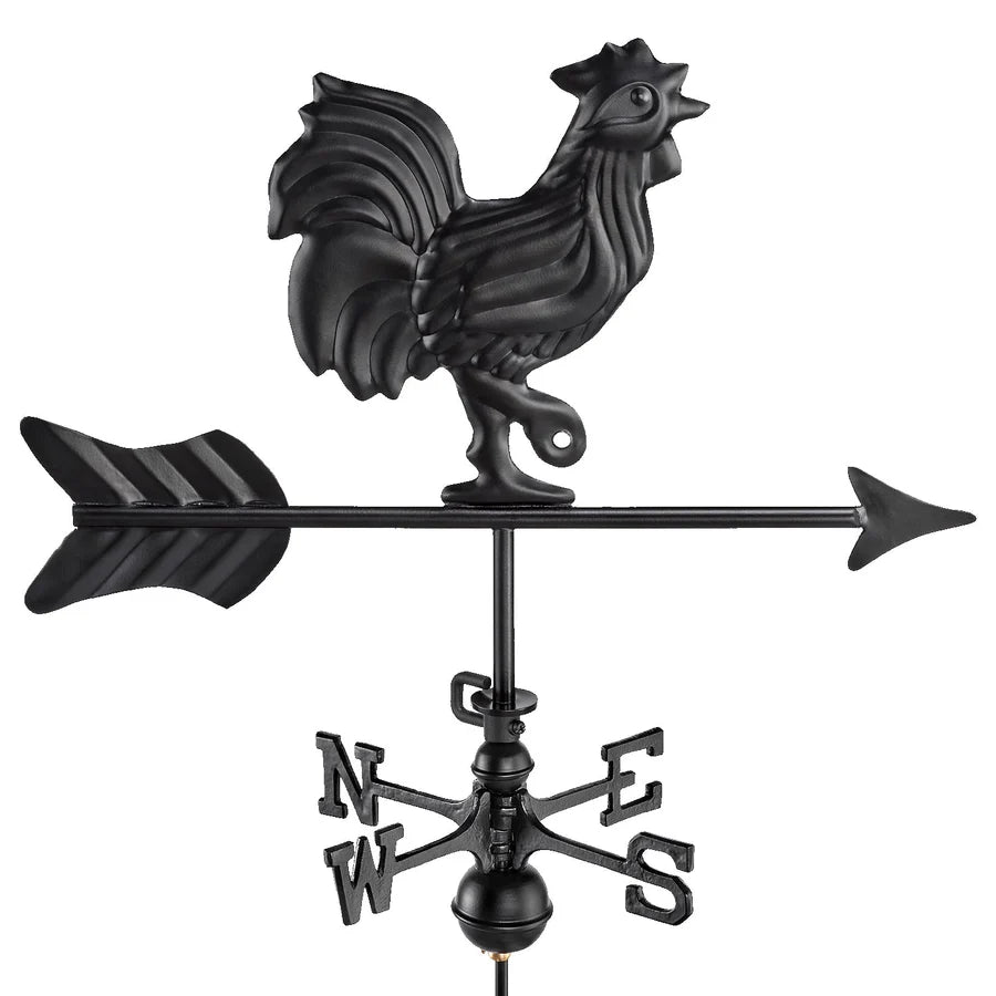Black Aluminum Rooster Cottage Weathervane