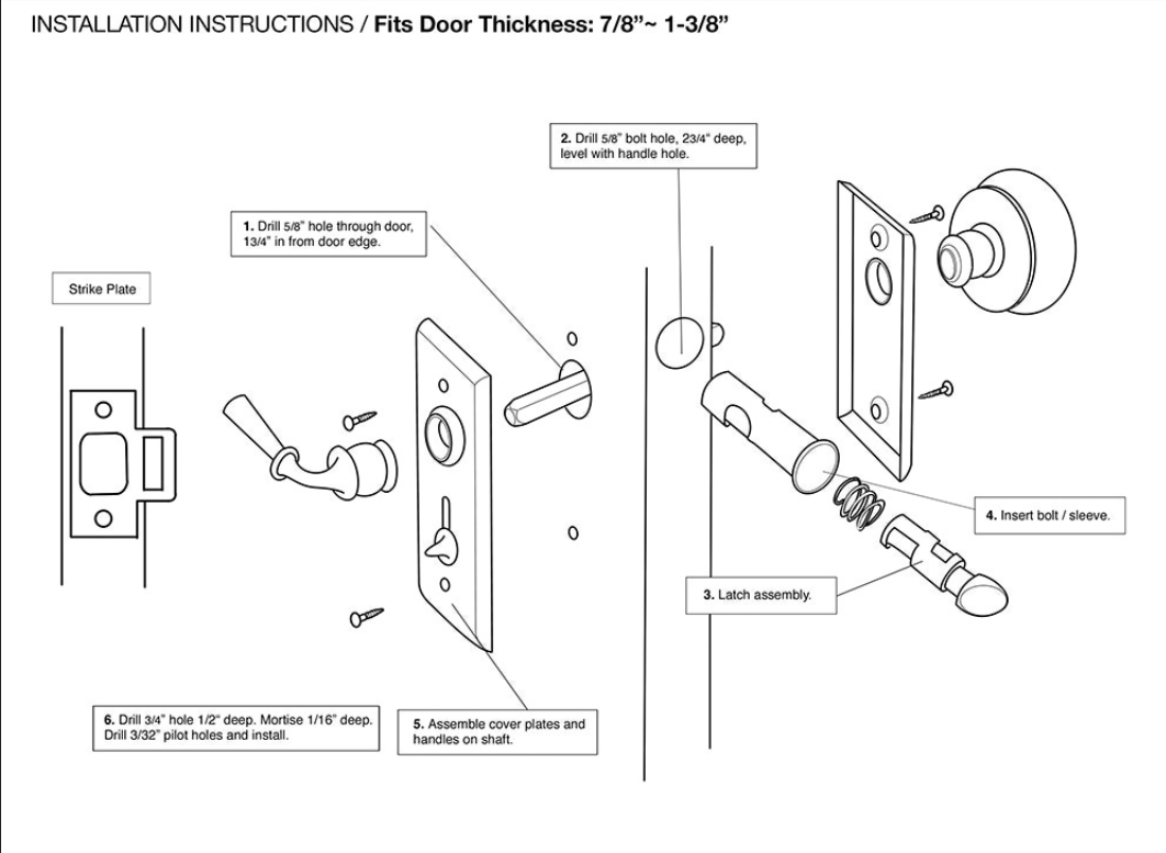 Screen Door Lock, Rectangular, Tubular Lock