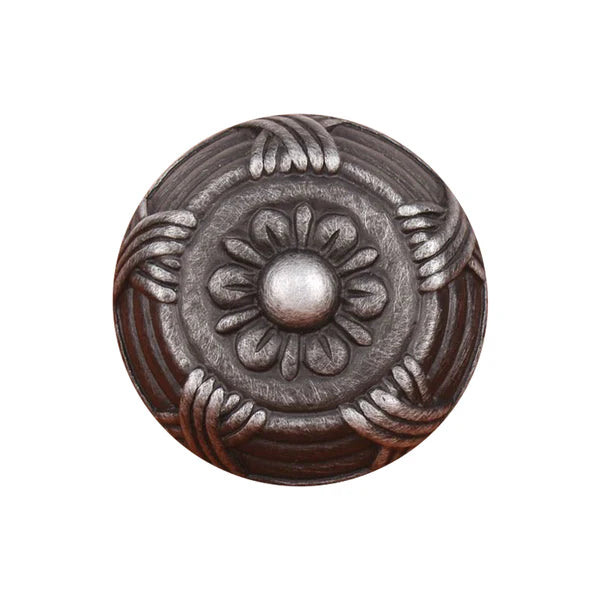 Ornate Ribbon & Reed Knob -Distressed Copper - Knob only