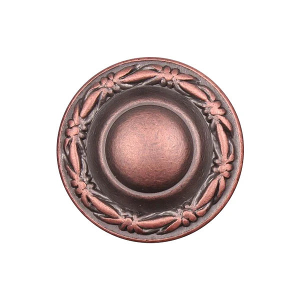 Deco-Leaf Edge Knob - Distressed copper